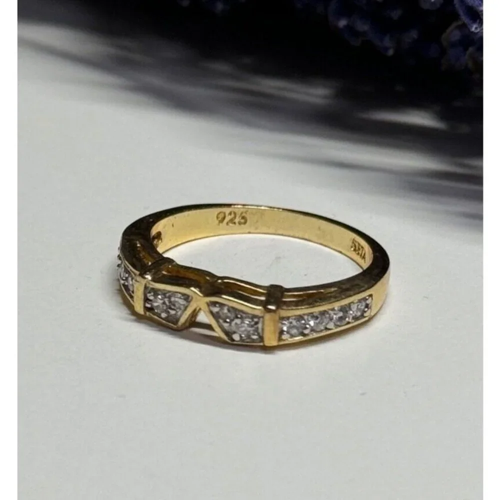 925 STERLING SILVER GOLD PLATED CZ RING SIZE 8.5